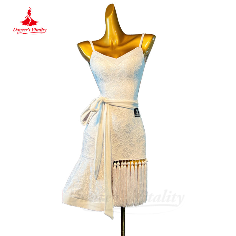 Latin Practice Dress for Women Customsized Latin Performance Dress Black Lace Art Exam Skirt Child Rumba Chacha Tango Dresses