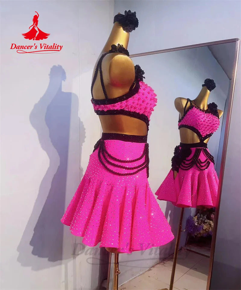 Latin Dance Performance Dress for Women Custom Rumba Chacha Tango Competiton Clothing Skirt Adult Child Latin Dancing Dresses