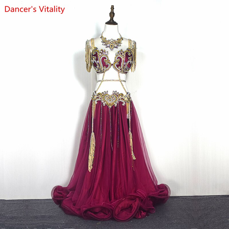 Belly Dance Performance Clothes Set for Women Cusomized Adult Children Original Bra+elegant Large Skirt 2pcs Belly Dancing Suit