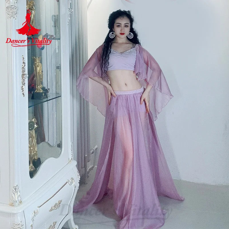 Bellydance Costumes Suit Customized Elegant Exquisite Rhinestone Chiffon Set Adult Children Oriental Dance Performance Clothing