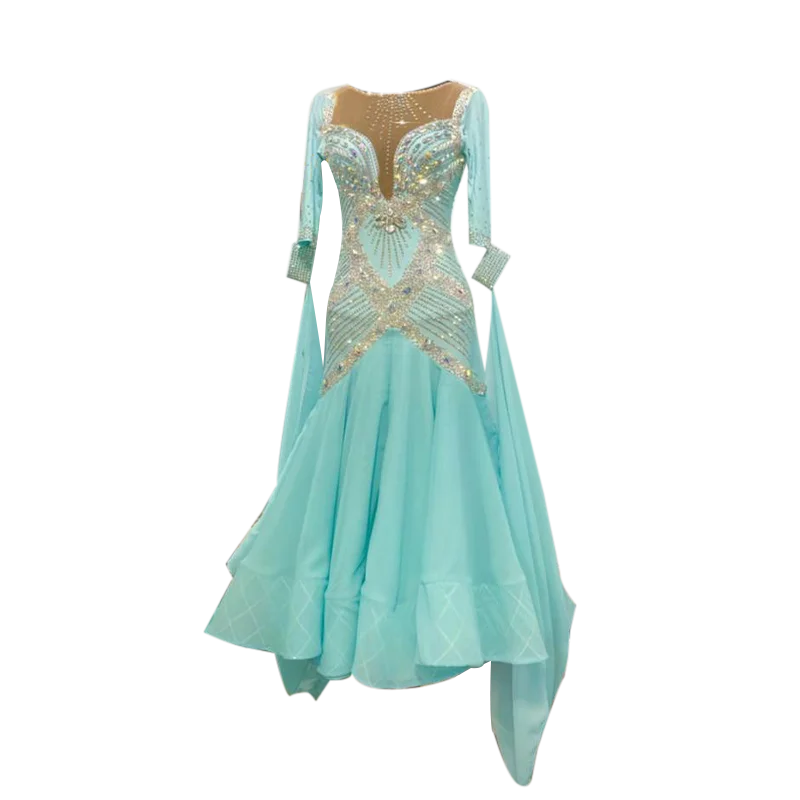 Modern Dance Performance Dress Waltz Performance Dresses Full Diamond Skirt Adult Female Artistic Examination Ballroom Clothes