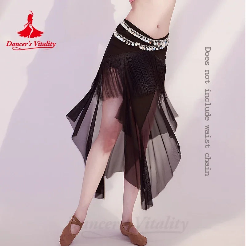 BellyDance Clothing Women's Customized Irregular Water Yarn Tassel Short Skirt Oriental Dance Professional Practice Clothes