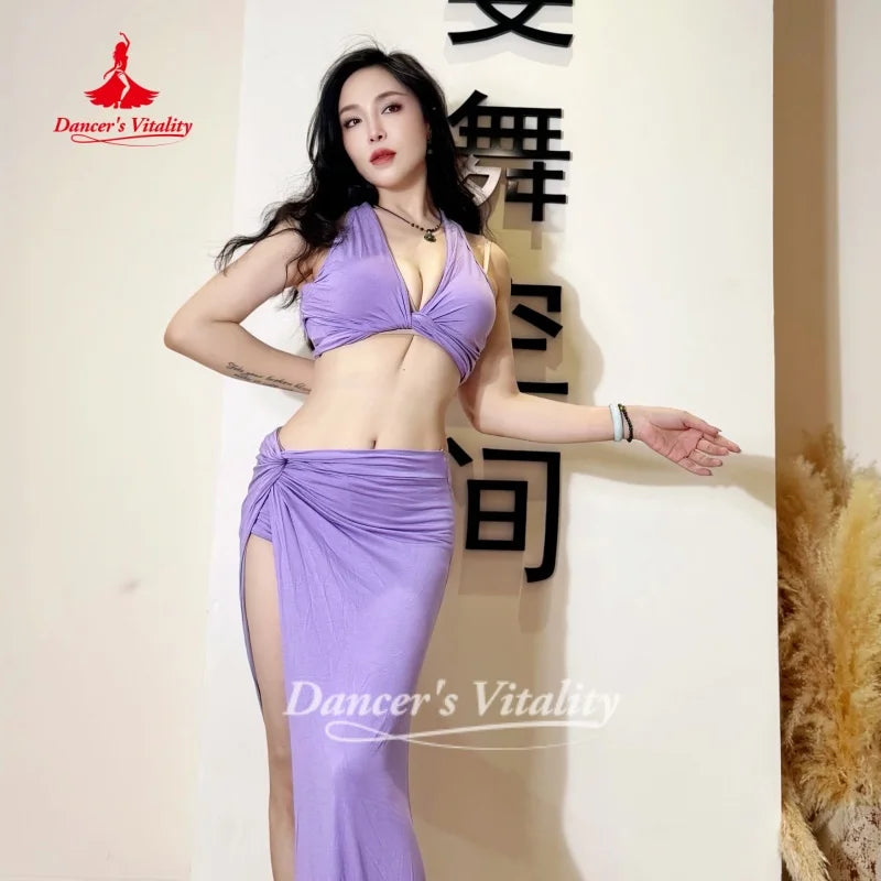 BellyDance Costume V-neck Top+Sexy Long Skirt 2pcs Adult Oriental Dance Dancer Clothing Dancer's Vitality