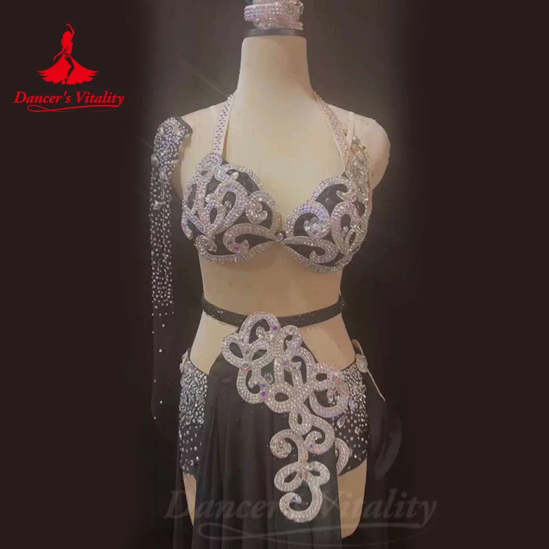Bellydance Costumes Women's Sets Customized Diamonds Bra+Chiffon Long Skirt Oriental Dance Professional Performance Clothing
