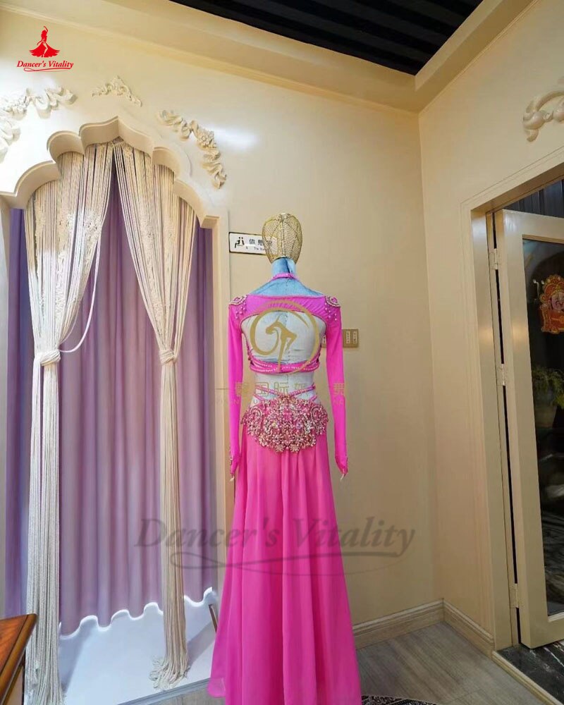 Belly Dance Costume Suit Senior Customized Dancing Competition Wear Bra+sleeves+split Skirt 3pcs for Women Oriental Wear Outfit