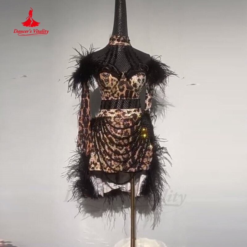 拉丁舞裙女款舞蹈表演服装儿童女士定制伦巴恰恰探戈紧身衣拉丁舞裙