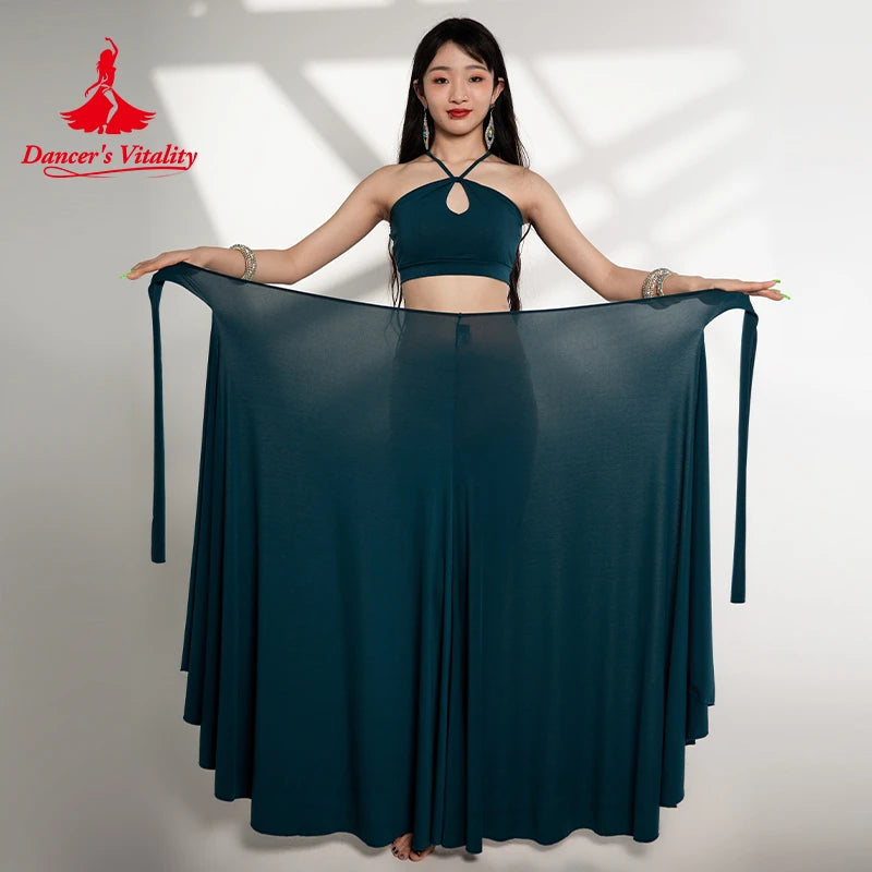 Bellydance Costume New Sleeveless Chest Wrap Top+One Piece Lace Up Long Skirt Suit Oriental Dance Performance Costumes