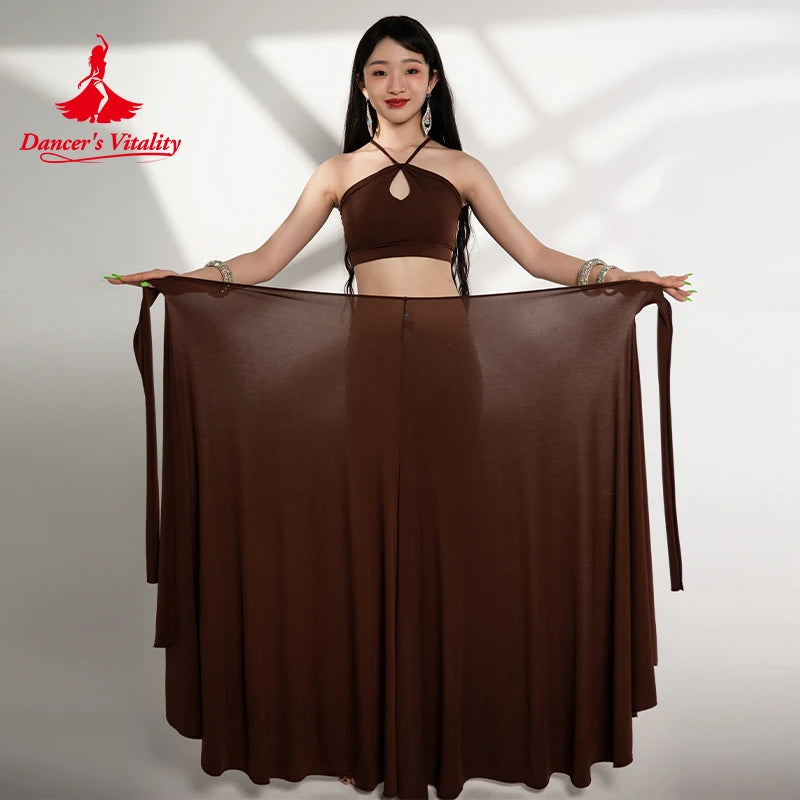 Bellydance Costume New Sleeveless Chest Wrap Top+One Piece Lace Up Long Skirt Suit Oriental Dance Performance Costumes