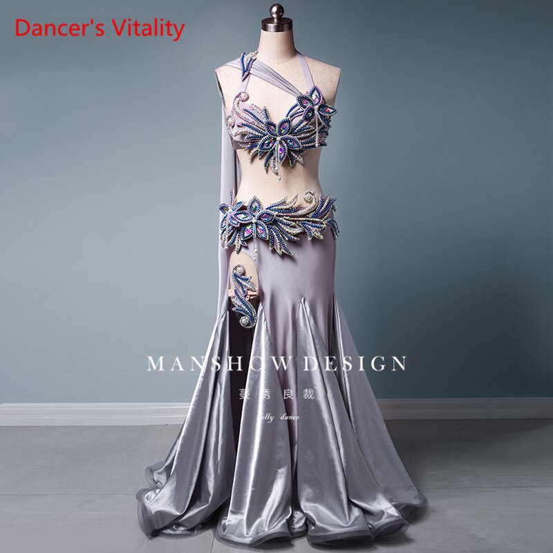 Belly Dance Professional Costume Suit for Women Children Senior Bra+belt+spandex Skirt 3pcs Girl's Oriental Belly Dancing Outfit
