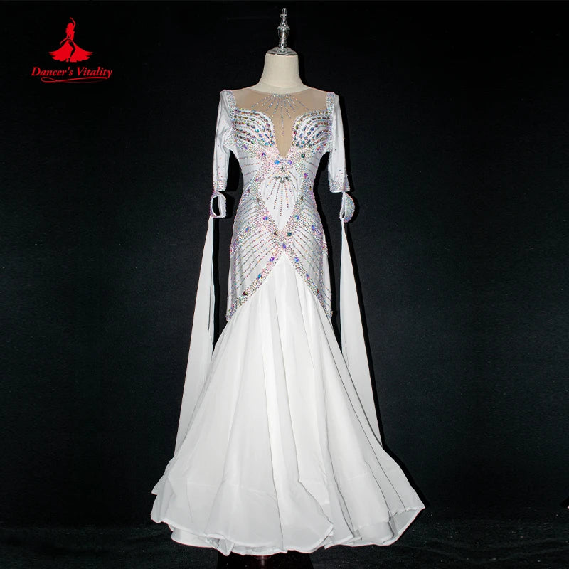 Modern Dance Performance Dress Waltz Performance Dresses Full Diamond Skirt Adult Female Artistic Examination Ballroom Clothes