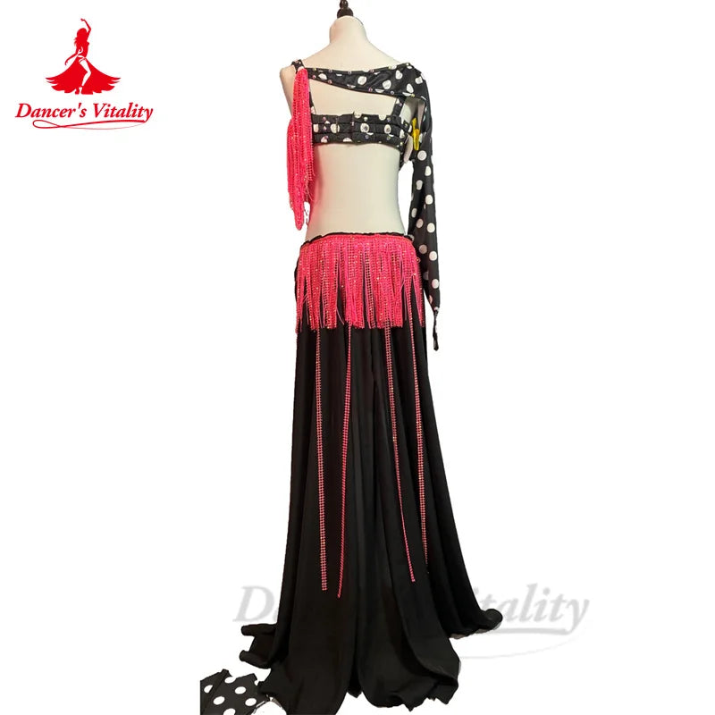 Bellydance Costumes Women's Sets Customized Stones Bra+tassels Long Skirt Oriental Dance Professional Performance Clothing