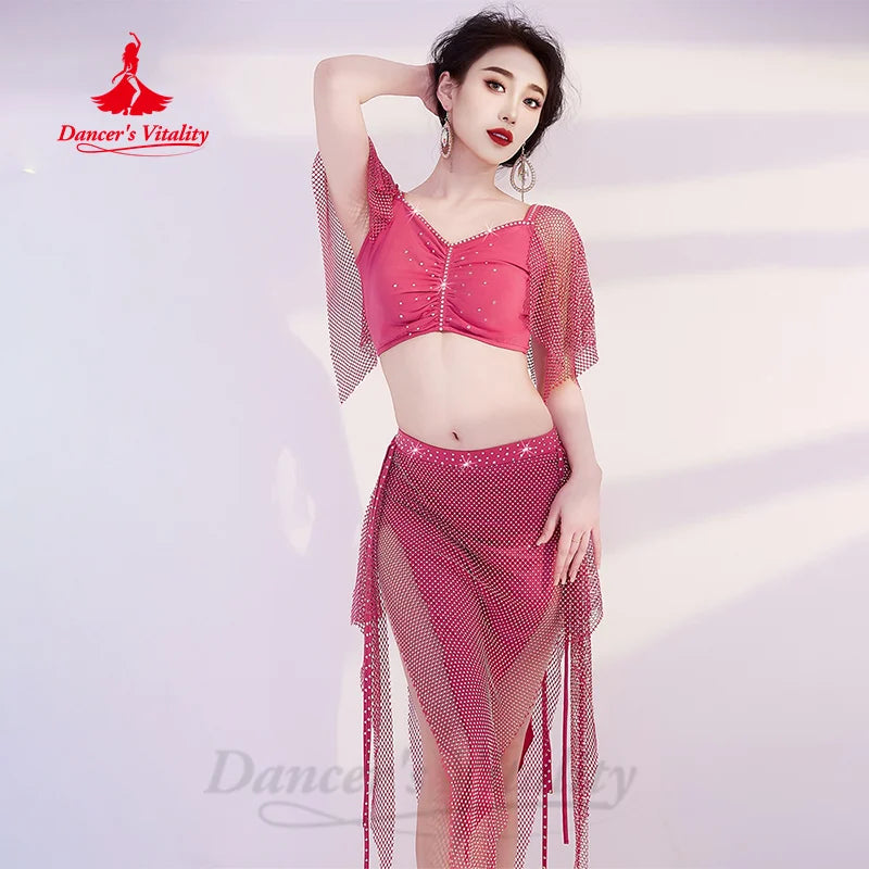 Belly Dancing Costume Set Set Women Customized Light Luxury AB Stones Professional Performance Costumes Adult Oriental Dance Outfit