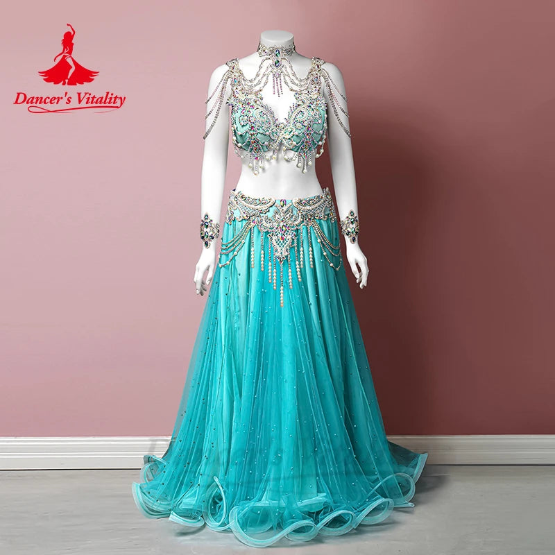 BellyDance Costumes Customized High Luxury Rhinestone Chiffon Performance Set Adult Children Oriental Dance Competition Clothing