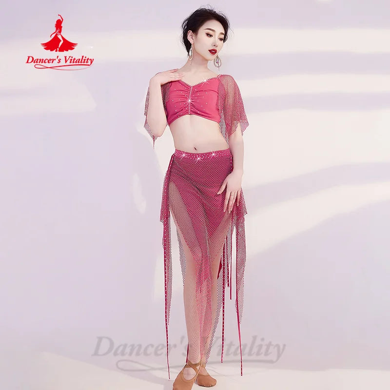 Belly Dancing Costume Set Set Women Customized Light Luxury AB Stones Professional Performance Costumes Adult Oriental Dance Outfit