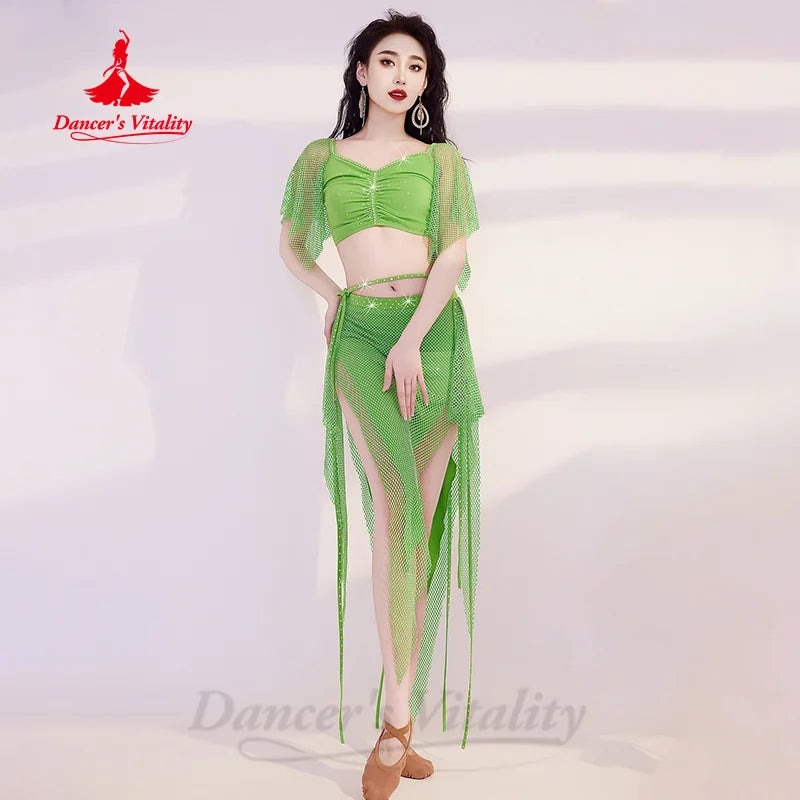 Belly Dancing Costume Set Set Women Customized Light Luxury AB Stones Professional Performance Costumes Adult Oriental Dance Outfit