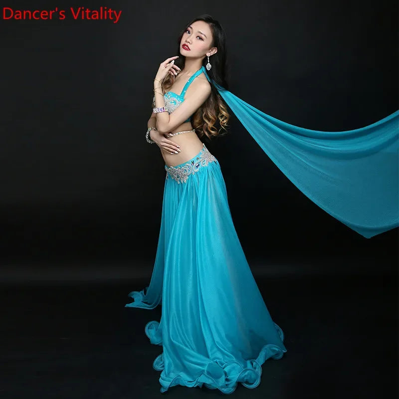 New Professional Customize High Quality Women Bellydance Costume Bright yarn Costume Set of 3pcs/set