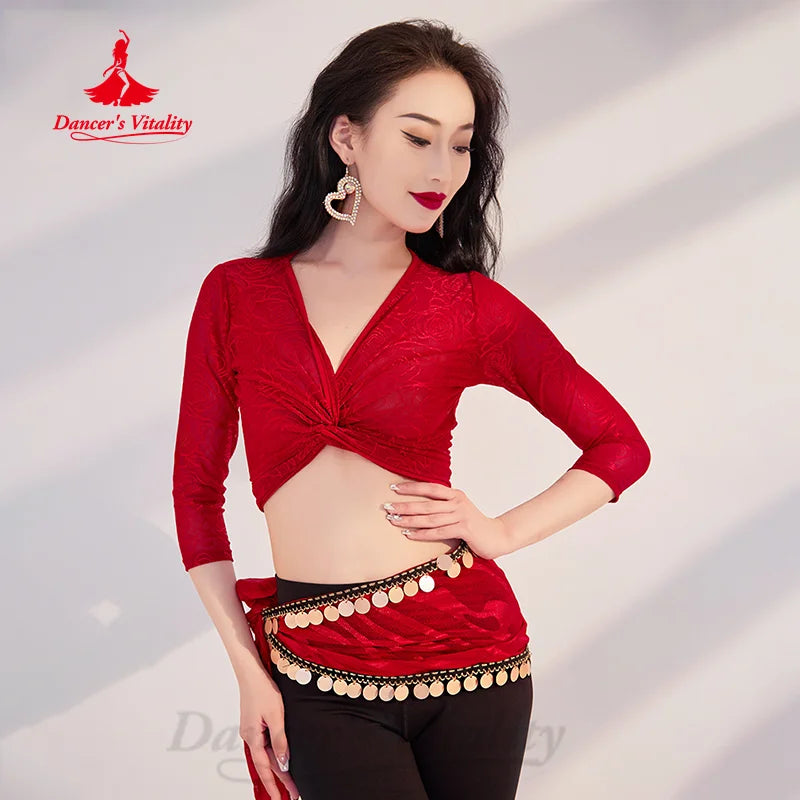Belly Dancing Practice Clothes Long Sleeve Summer Lightweight Breathable Top Belly Dance Oriental Dance Performance Costume