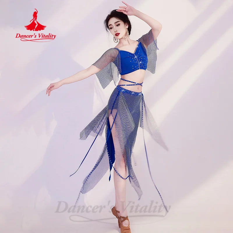 Belly Dancing Costume Set Set Women Customized Light Luxury AB Stones Professional Performance Costumes Adult Oriental Dance Outfit