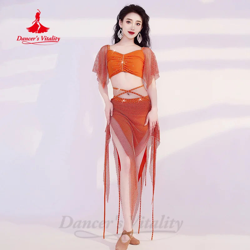 Belly Dancing Costume Set Set Women Customized Light Luxury AB Stones Professional Performance Costumes Adult Oriental Dance Outfit