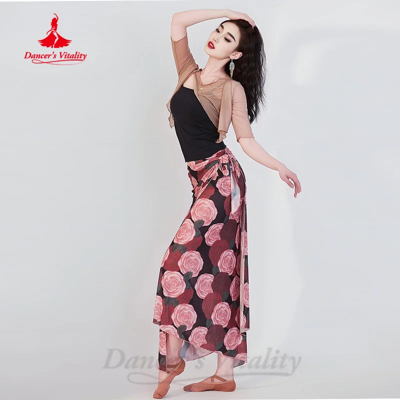 BellyDance Performance Clothing Summer New Belly Dance Skirt Elegant and Comfortable Printed Water Gauze Women Practice Clothes