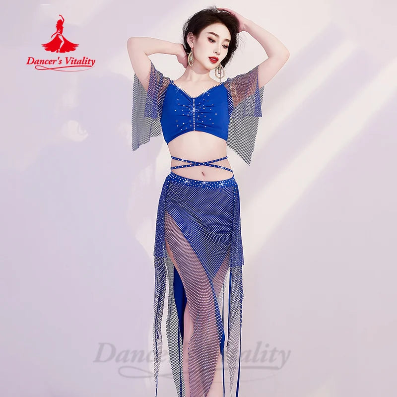 Belly Dancing Costume Set Set Women Customized Light Luxury AB Stones Professional Performance Costumes Adult Oriental Dance Outfit