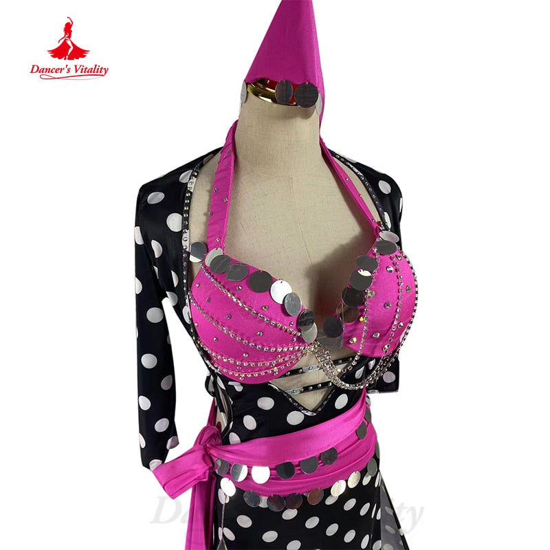 Belly Dance Performance Suit High-End Custom Bra+belt+headdress3pcs Oriental Dancing Clothing Bellydance Performance Wear Outfit