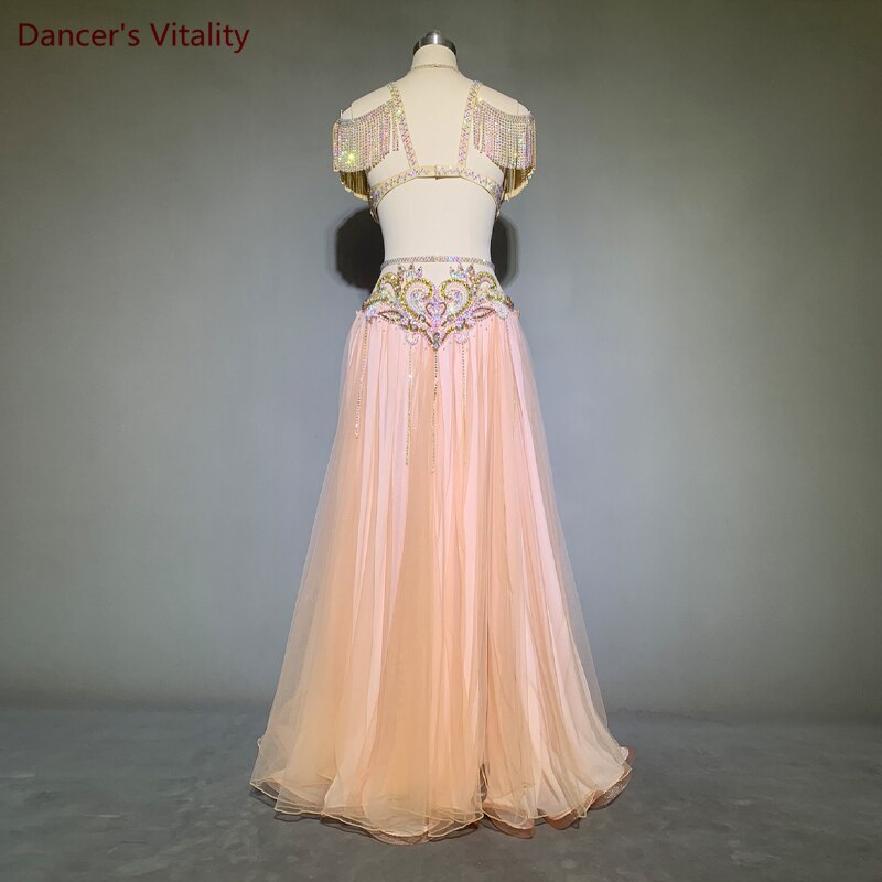 Belly Dance Performance Clothes Set for Women Cusomized Adult Children Original Bra+elegant Large Skirt 2pcs Belly Dancing Suit