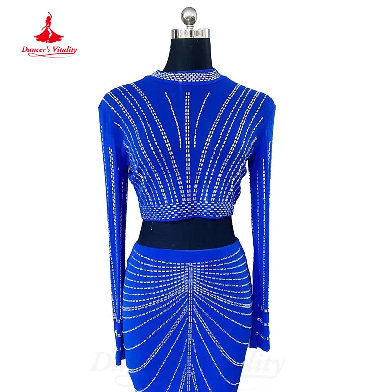 BellyDance Costume Light Luxury Set Long Sleeved Top+Wrap Buttocks Long Skirt 2pcs Women's Oriental Dance Performance Costumes