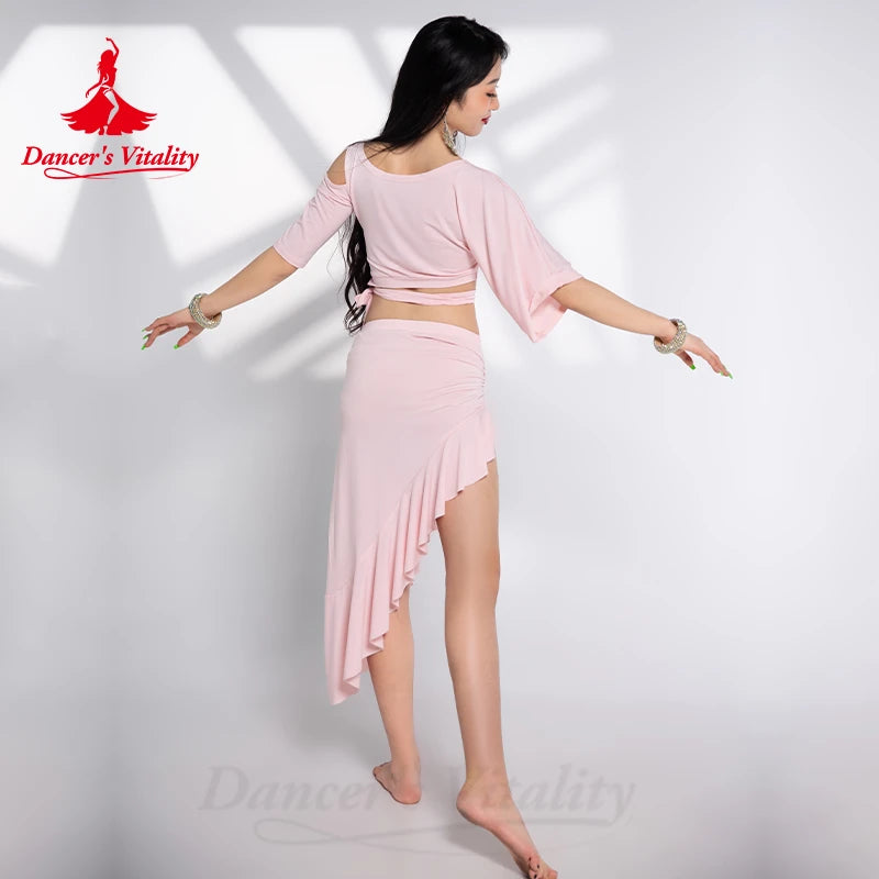 Bellydance Costumes Sense of Design Half Sleeved Top+Hip Wrap Skirt Set Women's Oriental Dance Professional Performance Clothing