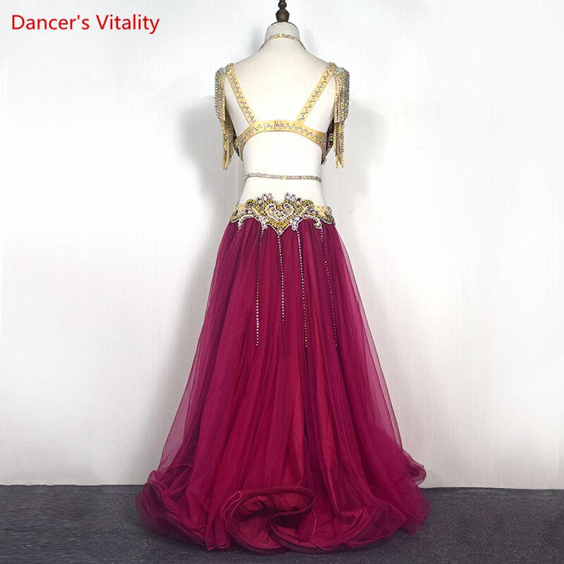 Belly Dance Performance Clothes Set for Women Cusomized Adult Children Original Bra+elegant Large Skirt 2pcs Belly Dancing Suit