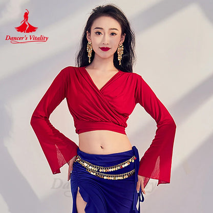 Belly Dance Costumes for Women Gauze Long Sleeves Top and Long Skirt Cothing Girl's Oriental Belly Dancing Performance Wear