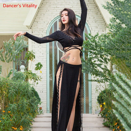 Oriental Dance Suit Top Long Sleeve Split Skirt Practice Clothes Female Elegant Shirt Profession Performance Clothing Set