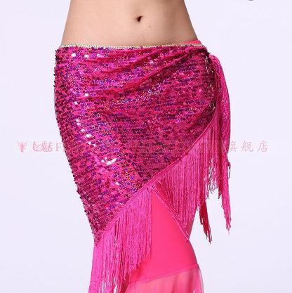 New style Belly dance costumes mesh sequins tassel belly dance hip scarf for women belly dancing belts