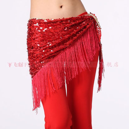 New style Belly dance costumes mesh sequins tassel belly dance hip scarf for women belly dancing belts