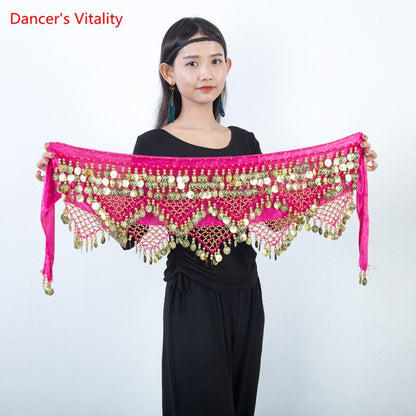 Belly Dance Belt Tassel Gold coin Hip Scarf Oriental Dancing Waist Chain Woman Elegant Sequins Performance Accessories