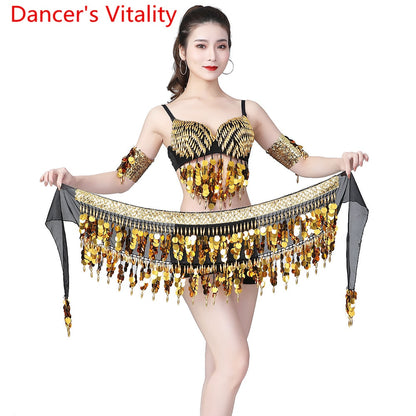 Women Belly Dance Coins Belt Belly dance Hip Scarf Costume Accessories Dancing Skirt Decoration