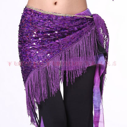 New style Belly dance costumes mesh sequins tassel belly dance hip scarf for women belly dancing belts