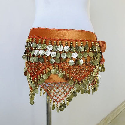 Belly Dance Belt Tassel Gold coin Hip Scarf Oriental Dancing Waist Chain Woman Elegant Sequins Performance Accessories