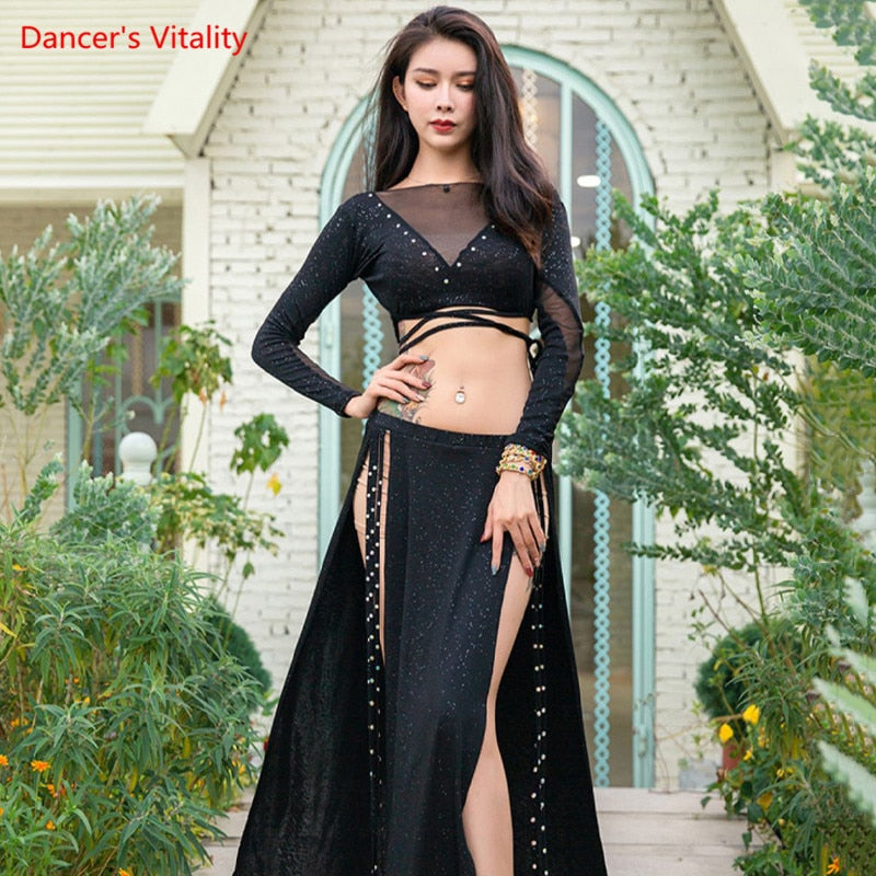 Oriental Dance Suit Top Long Sleeve Split Skirt Practice Clothes Female Elegant Shirt Profession Performance Clothing Set