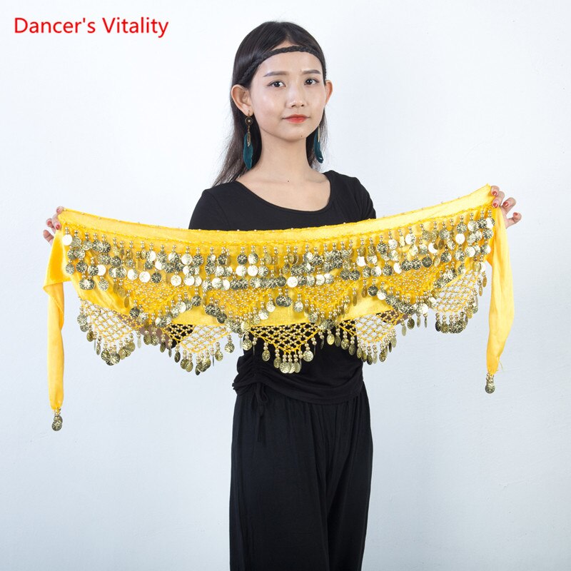 Belly Dance Belt Tassel Gold coin Hip Scarf Oriental Dancing Waist Chain Woman Elegant Sequins Performance Accessories