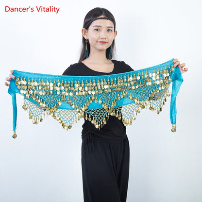 Belly Dance Belt Tassel Gold coin Hip Scarf Oriental Dancing Waist Chain Woman Elegant Sequins Performance Accessories