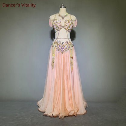 Belly Dance Performance Clothes Set for Women Cusomized Adult Children  Original Bra+elegant Large Skirt 2pcs Belly Dancing Suit