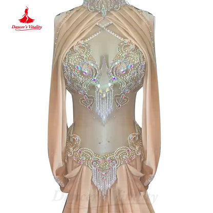 Bellydance Costume for Adult Children AB Stones Bra+sleeves+belt+skirt 4pcs Customsized Oriental Belly Dancing Performance Suit