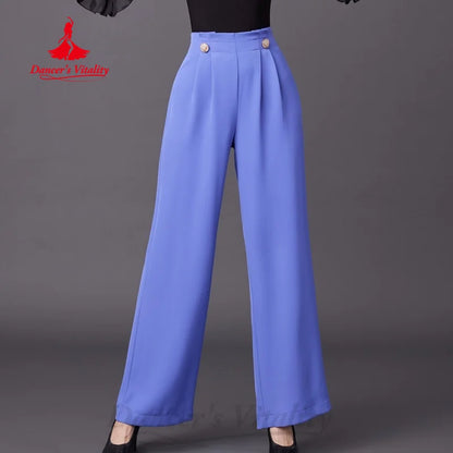 Modern Latin Dance Pants Women's Customization High Waisted Slimming Straight Leg Pants Tango Chacha Samba Practice Clothing