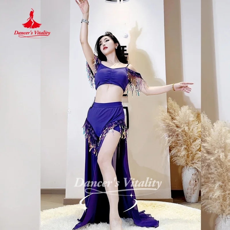 Belly Dance Costume Women's Advanced Sequin Tassel Performance Set Adult Oriental Dance Practice Clothes Dancer's Vitality