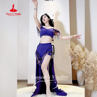 Belly Dance Costume Women's Advanced Sequin Tassel Performance Set Adult Oriental Dance Practice Clothes Dancer's Vitality