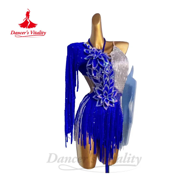 Latin Dance Dress for Women Rumba Chacha Tango Performance Fringe Skirt Customsized Adult Children Latin Dancing Wear Outfit