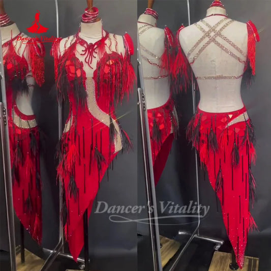 Belly Dance Clothing Women's Customization Advanced Luxury AB Stones Fringe Set Drum Solo Competition Outfit Dance's Vitality