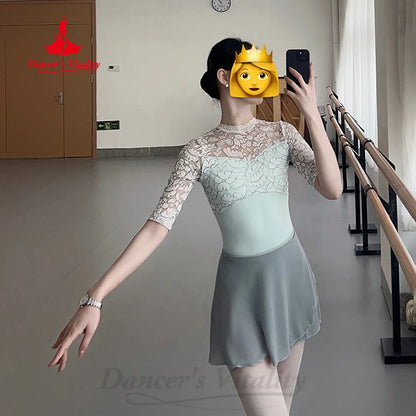 Ballet Dance Leotard Women's Customization Half Sleeve Lace Body Training Clothing Girl's Yoga Gymnastics Practice Clothes