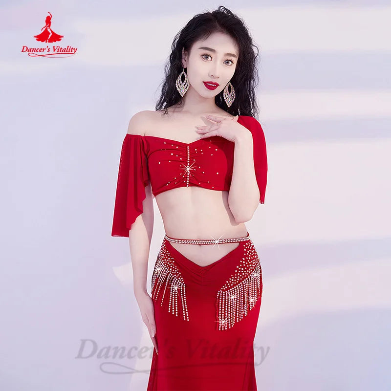 Bellydance Practice Clothing Customization Elegant and Comfortable Light Luxury AB Stones Set Oriental Dance Performance Costume